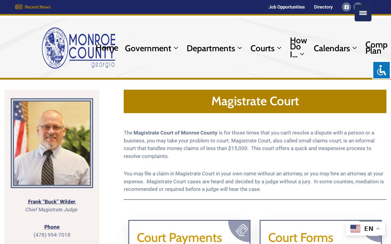 Monroe County Magistrate Court bench warrant proceeding links