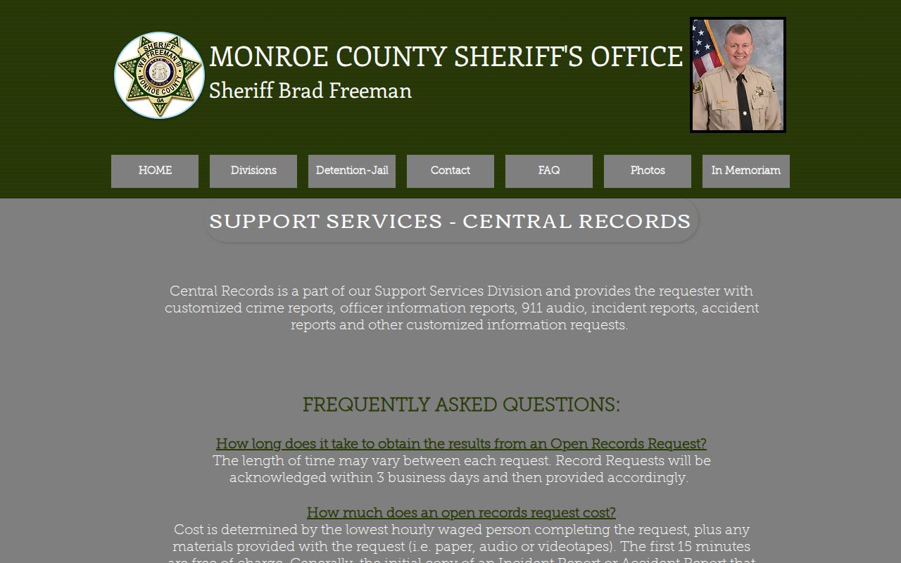 Monroe County active warrant Open Records limits